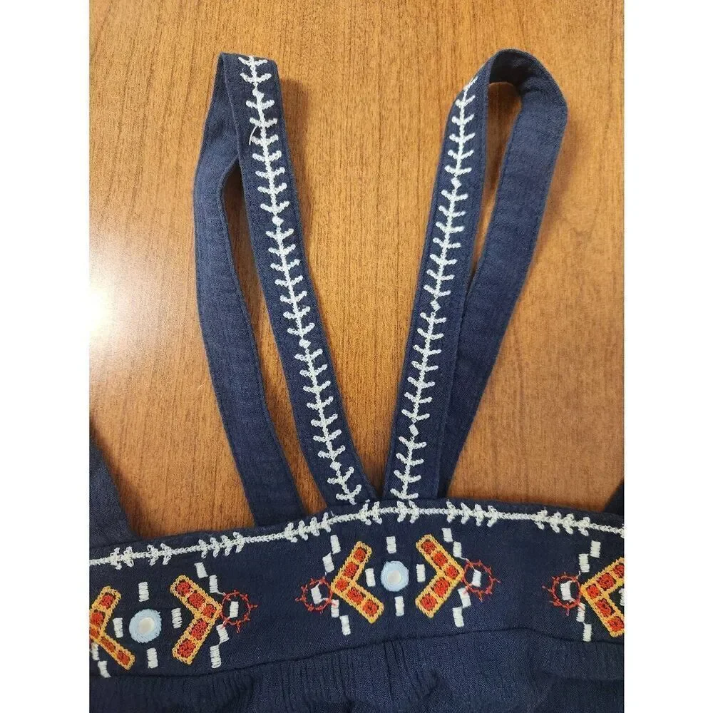 Xhilaration Blue halter tank with embroidered details size L - Picture 3 of 6